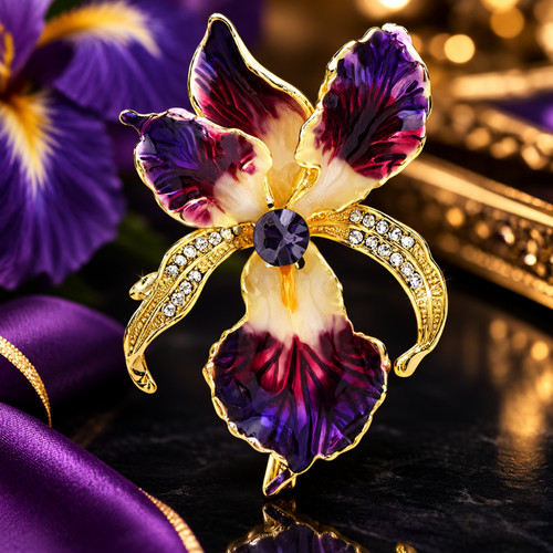 Purple orchid flower brooch - orchid,