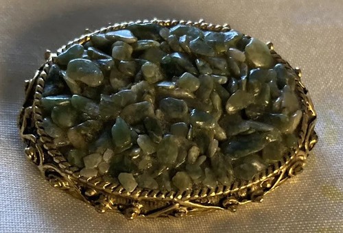 Vintage pin brooch aventurine - pin,
